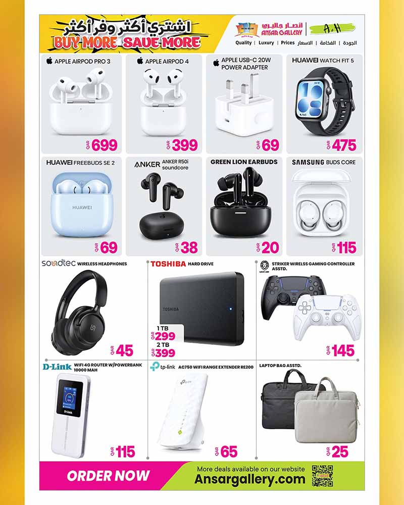 Ansar Gallery Qatar offers — Ansar Gallery SAVE MORE on iPhone 18 Pro, EVERYDAY ESSENTIALS, TECH DEALS and more (Electronics), flyer page 43 of 49