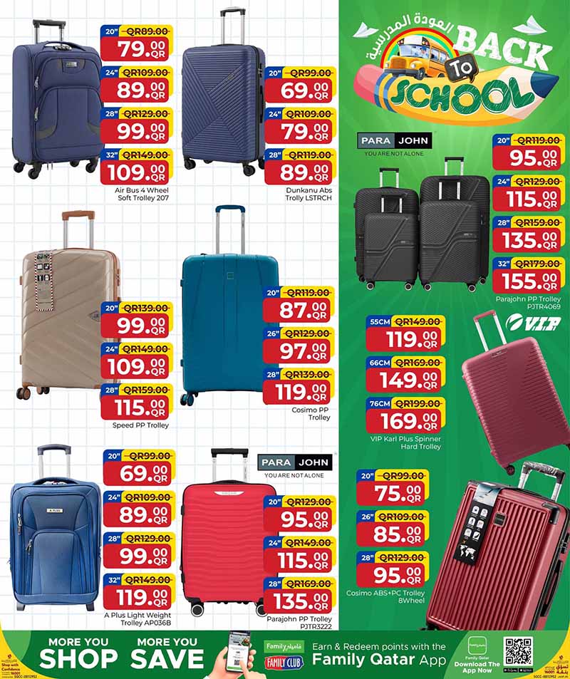Family Food Center Qatar offers — Family Food Centre BACK TO SCHOOL (Groceries, Fashion, Sports), flyer page 25 of 26