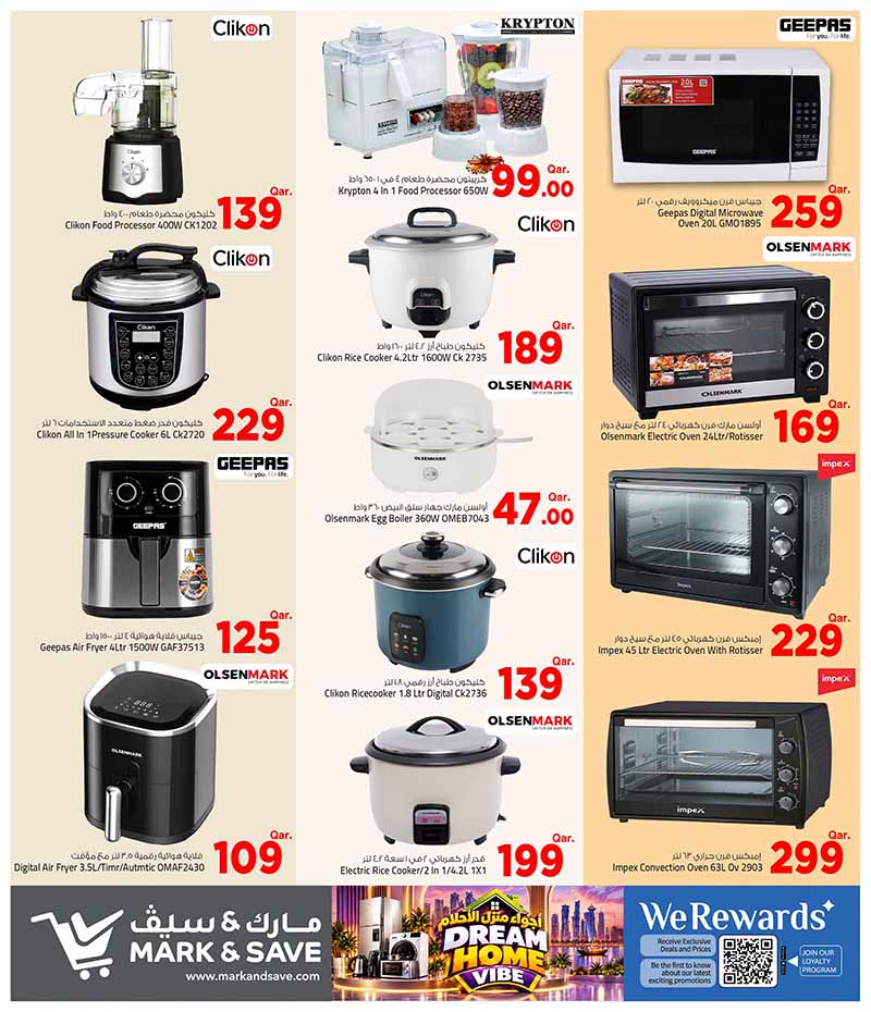 Mark & Save Hyperstore Qatar offers — Mark and Save Hyperstore DREAM HOME VIBE OFFERS on HOUSEHOLD ELECTRONICS and more (Electronics, Groceries), flyer page 9 of 12