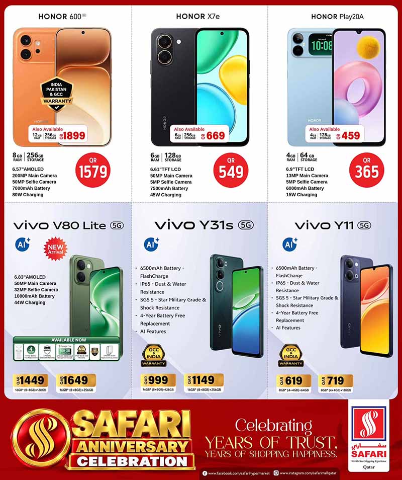 Safari Hypermarket Qatar offers — Safari Hypermarket ANNIVERSARY CELEBRATION DEALS on EVERYDAY ESSENTIAL, TECH and DIGI DEALS and more (Electronics, Groceries), flyer page 34 of 36
