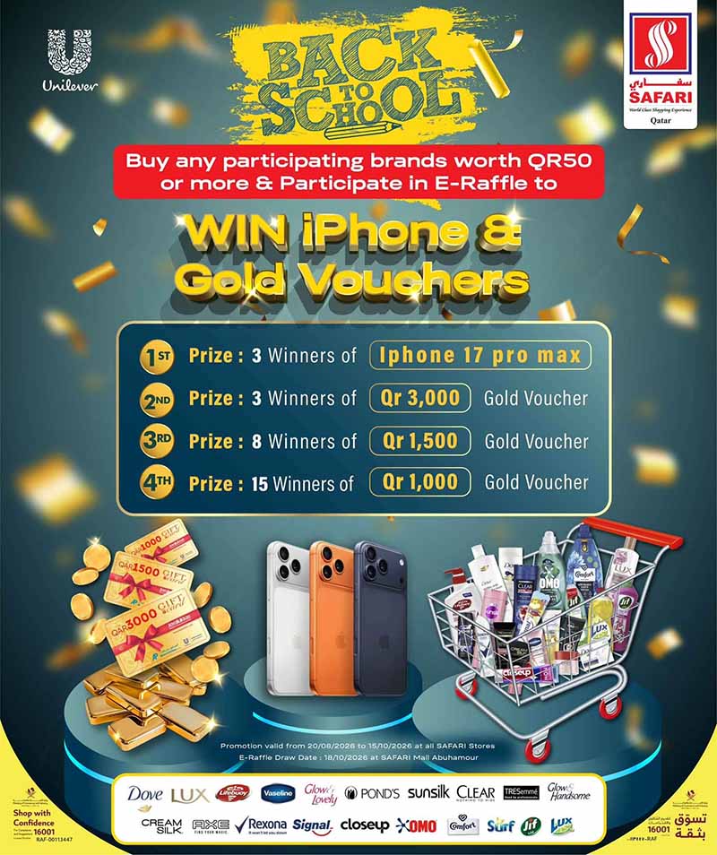 Safari Hypermarket Qatar offers — Safari Hypermarket BACK TO SCHOOL (Groceries), flyer page 33 of 38