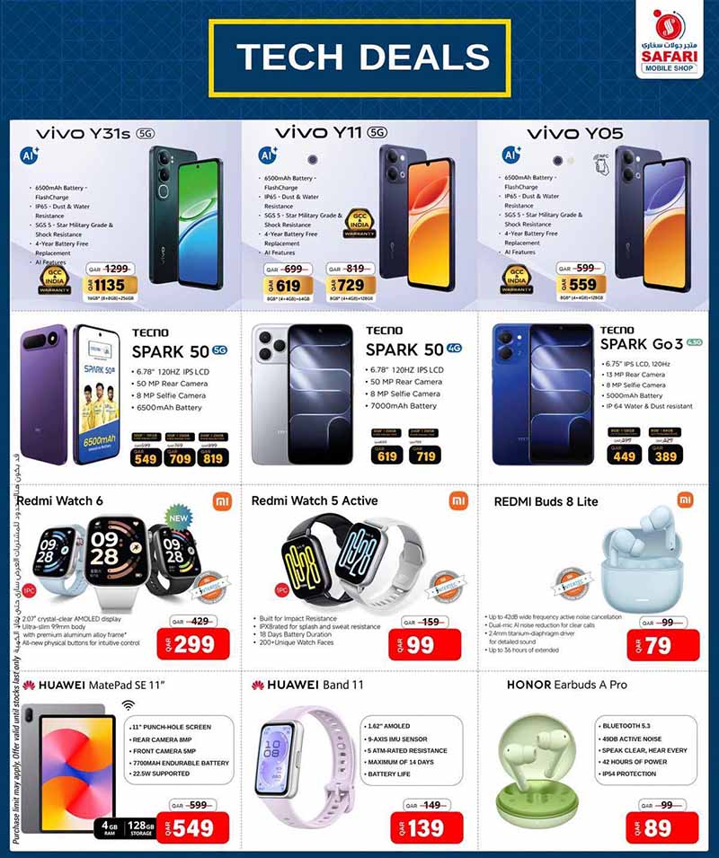 Safari Hypermarket Qatar offers — Safari Hypermarket Mobile Shop TECH DEALS (Electronics), flyer page 3 of 4