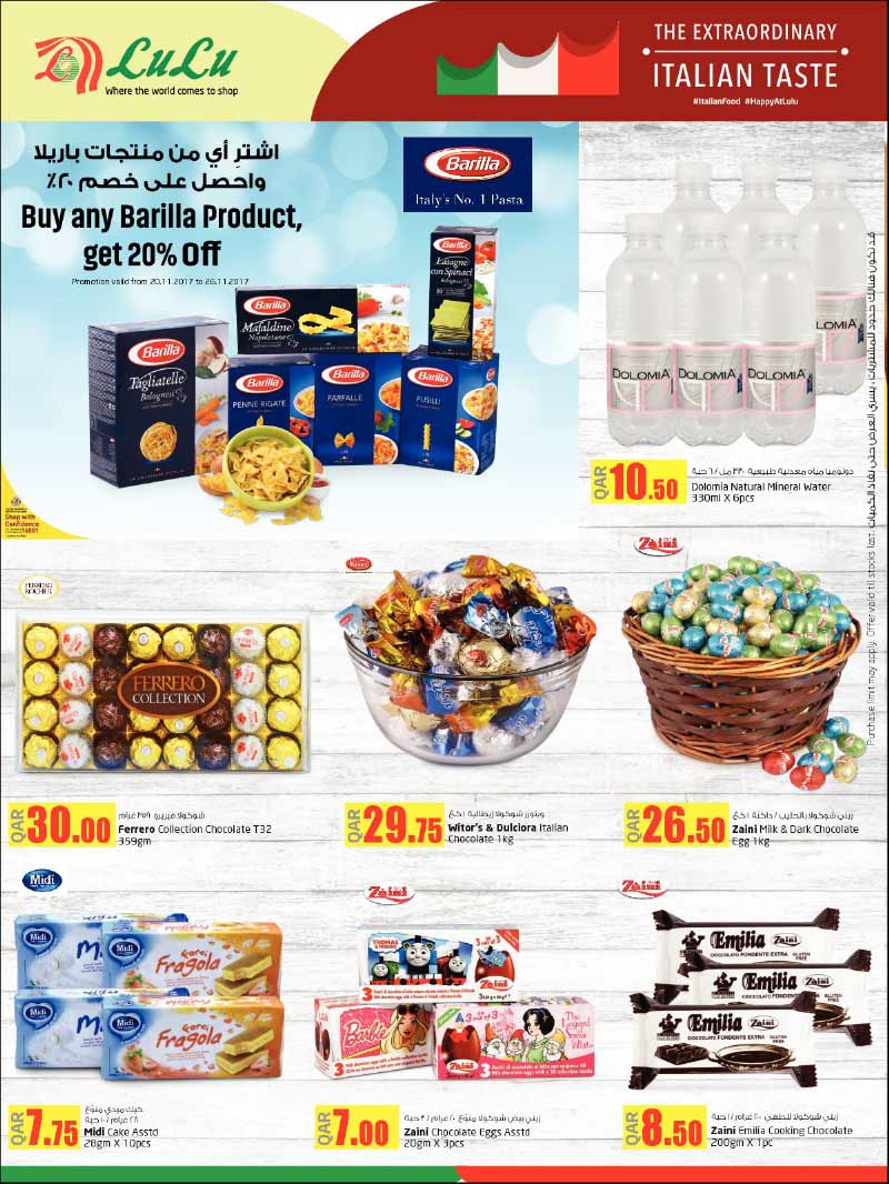 pastas and ferrero chocolates